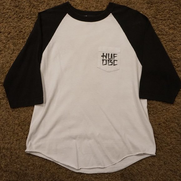 MENS HUF "HUF DBC" BASEBALL TSHIRT 3/4 SLEEVE Med - Picture 2 of 3